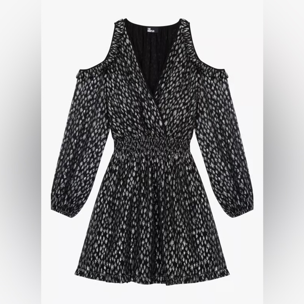 The Kooples Open Shoulder Metallic Mini Dress
